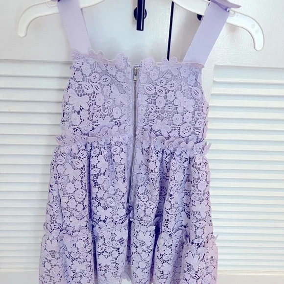 From Saks Fifth Avenue- Beautiful lavender lace dress, worn once!